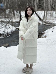 Trendy Long Over-Knee Womens down Cotton Jacket Thickened Bread Style Korean Version Winter New Arrival Warm Coat