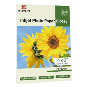KRYON 102x152mm Size High Glossy Photo Paper 4x6 Inches 100 Sheets 48Ib 180Gsm For Inkjet Printer