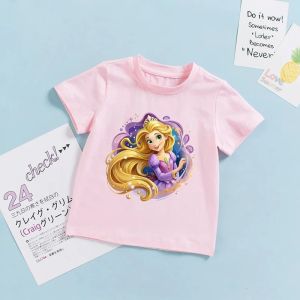 Hasbro | Frozen Elsa Princess Ariel Rapunzel Girls Summer Short Sleeve Little Girls 7-13Years Birthday Kids T Shirt Baby Children Gifts