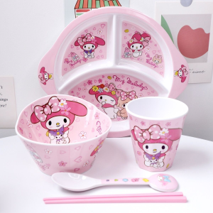 Childrens Dinnerware Set Mealtime Made Easy Durable Divided Plate Baby Food Bowl Chopsticks Spoon for Toddlers And Young Kids
