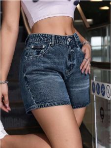 Womens High Waisted Acid Wash Denim Shorts Casual Chic Loose Fit Summer Streetwear Retro Y2K Jean Shorts for Daily Wear