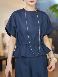 QINGNAER | Waist Slimming Retro Large Size Womens Blouse