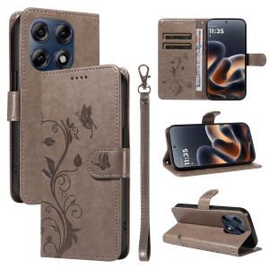 Leather Wallet Flip Case for Motorola Moto Edge 60 70 X70 Air G86 G56 G06 G67 Pro Fusion Power | Flower Embossed Design