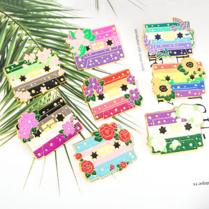 Fashion Flower Cassette Radio Tapes Enamel Brooch Retro Pride Badge Pin Women Men Hats Bags Lapel Decoration Gift Accessories