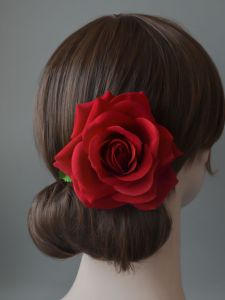 Red Rose Flower Hair Clip Vintage Side Dance Performance Accessories Headwear Hair Jewelry Photography Props Fashionable Hair Accessories