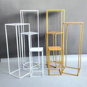 Vàng Hình Học Hướng Dẫn Đám Cưới Đạo Cụ Sắt Nghệ Thuật Hoa Cột Cưới Floral布置 Đỡ Cho Khu Vui Chào