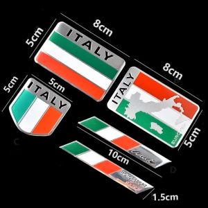 Tem Nhôm - Logo hình lá cờ nước Ý ITALY trang trí xe máy ô tô laptop...