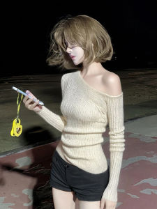 ZHILU | Off-Shoulder Knit Top Slim Fit