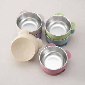 Color Kids 1PC Removable Silicone Feeding Tableware Stainless Steel Bowl For Baby Toddler Kids Solid Food Training Dishes Plate