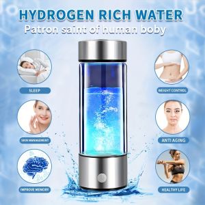 House Life Portable Hydrogen Rich Water Bottle with Cup Lid Rechargeable High Concentration Hydrogen Generator in 3 Minutes Anti Aging