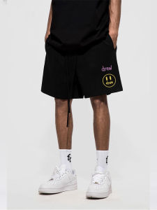 Drew Smiley Face Heavyweight Mens Shorts American Casual Summer High Street Loose Hip Hop Sports Five-Quarter Length Pants