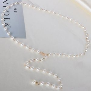 GS-08 Gesper Ikat Pinggang Wanita Mutiara Putih Baris Cantik