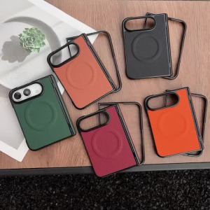 szhaiyu | Case for IPhone Duo Magnetic Hinge Protection Luxury Lychee Pattern PU Leather Folding Wireless Charging Cover for IPhone Fold