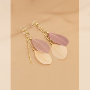 Bohemian Feather Tassel Earrings Piercing-Free Mosquito Coil Design Fashionable Fresh out Bohemian Style Womens Jewelry