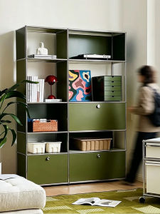 ALEDAN | Vintage Modular Bauhaus Stainless Steel Multi-functional Display Cabinet