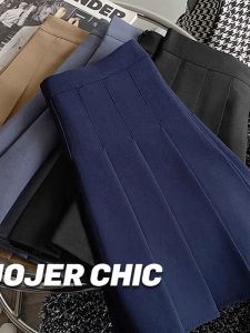 Olive Green Suit Style Pleated Mini Skirt High Waist A-Line Womens Skirts Anti-Light JK High-End Short Skirts