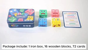 72pcs Cards Wooden Face Changing Educational Magic Cube Building Blocks Kids Puzzle Board Game