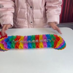 5pcs 1.5m*11.6cm Paper Pull Flower Garland Magic Compression Paper Flower Rainbow Garland Banner