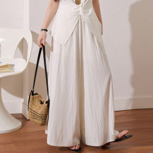 Plus Size Elegant V-neck Knot Shirt and Flowy Pants Set
