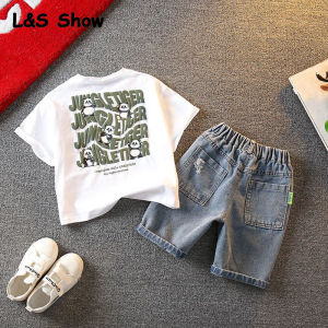 LS Show Childrens T-shirt Boys Summer Short Sleeved Set Baby Summer Clothes Childrens Two-piece Set