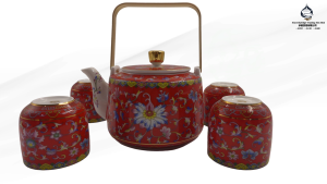 珐琅彩陶瓷茶壶和茶杯套装 Enamel Painted Ceramic Teapot and Teacup Gift Set