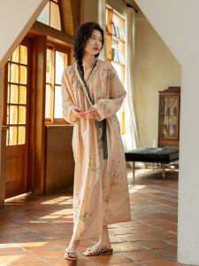 ZumashL Pure Cotton Long Sleeve Womens Robe Spring Autumn Comfortable Sleepwear Nightgown Summer Outdoor Wearable Homey Sweet Style