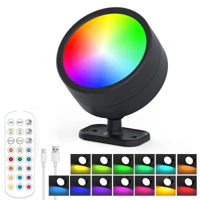 LED Magnetic Wall Lights Wireless Rechargeable Wall Lamp 360° Rotation Ambient Light With Remote Spotlight Wall Sconce RoomDecor
