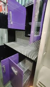 Lemari Dapur/Rak Sayur/Kitchen set 3 Pintu Datar Body Hitam