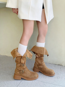 Josiny | Vintage Western Cowboy Retro Leisure Brownish Thick-soled Long Boots
