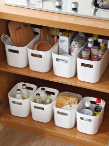 กล่องเก็บของพลาสติกสำหรับครัว ชั้นวางเครื่องสำอางในห้องน้ำ กล่องเก็บของในครัว เครื่องใช้ในครัว กล่องใส่ของเล่นในครัว