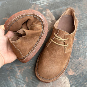 Handmade Leather Mens Shoes Large Head Casual Comfortable Soft Bottom Cowhide Breathable Summer Work Shoes round Toe