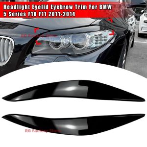 1Pair Car Headlight Eyebrow Eyelid Lamp Trim Cover For BMW 5 Series F10 F11 F18 2011-2014 Glossy Black Evil Style Sticker