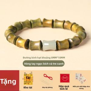 FUJINJIA | Chuỗi Tay Gỗ Nữ với Hạt Trầm Hương và Ngọc Bích