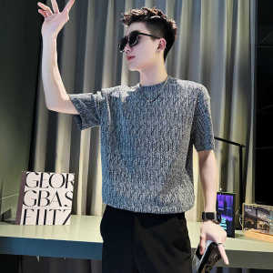 Fancy Retro Rhinestone Hot Fixed Short Sleeve T-shirt Mens Summer New Arrival Half Sleeve T-shirt Internet Hot Fashion Brand Handsome Casual Tops