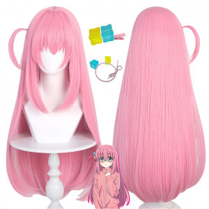 Anime Bocchi The Rock Hitori Gotoh Cosplay Wig Cute Cool Girl Pink Long Straight Synthetic Wig Comic Con Coser Princess Wigs