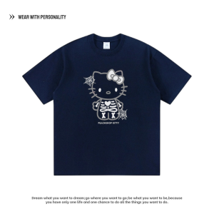 Áo Thun Cotton in Họa Tiết Hoạt Hình Mùa Hè Đa Năng Cho Cặp Đôi Áo Thun Cổ Tròn Tay Ngắn Thường Ngày Cho Thanh Thiếu Niên