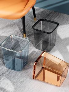 Large Capacity Transparent Trash Can for Home Use Living Room Kitchen Bedroom Bathroom Office Square Shape Plastic Storage Bin