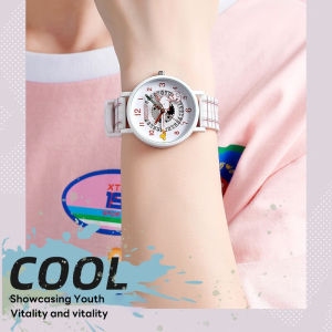 Snoopy Womens Junior High School Childrens Exam Watch with Hollow Surface Calendar Waterproof Trendy Watch