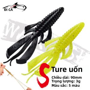 Mồi Câu Mềm Crazy Flapper 8 Chiếc 90mm 3g Chất Liệu TPR Hình Tôm Câu Cá Bass Dụng Cụ Câu Cá Biển Sông Hồ Bãi Biển