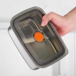 Hộp Cơm Trưa Bằng Thép Không Gỉ 316 Cấp Thực Phẩm Kín Hơi Dùng Được Trong Tủ Lạnh Di Động Ngoài Trời Hình Chữ Nhật