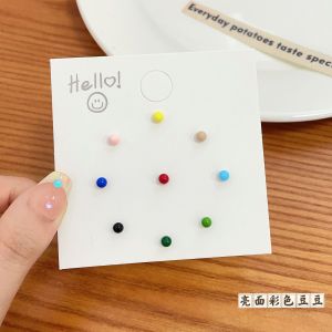 Mini S925 Silver Needle Earring Set for Women Bohemia Style Elegant and Compact Candy Color Body Art Jewelry
