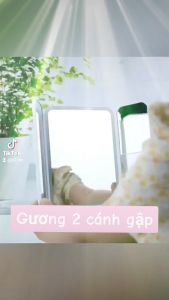 Gương trang điểm mini để bàn tích hợp đèn led cảm ứng