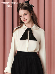 TAMMY TANGS | Long Sleeve Bow Tie Baby Collar Womens Blouse