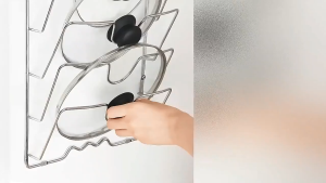 COD Wall Mounted Hanging Lid Holder Space Aluminum Pan Pot Cover Storage Rack Shelf Multifunctional