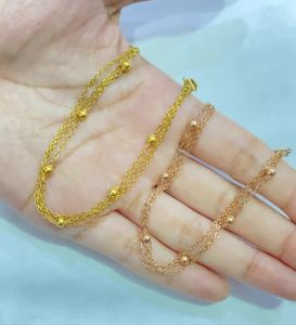 Gelang Anak Jedar Jurai Bola Titanium Anti Karat Aksesoris Perhiasan Fashion Perempuan 3 Layer 158-GLT