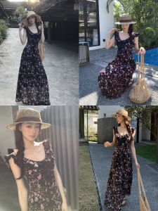 Black French Style Figure-flattering Long Dress