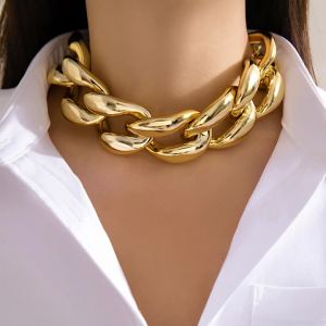 Exaggerated Big Thick Chain Short Choker Necklace for Women Trendy Statement Collar on the Neck Accessories 2024 Fashion Jewelry