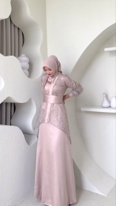 Fuji Dress 3in1 Inner Outher Brokat Kondangan Baju Pesta Mewah Gaun Bridesmaid Silk Elegan Kekinian 2025