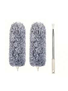 Multifunctional retractable duster with bendable head - reusable and washable for high ceilings furniture and car cleaning