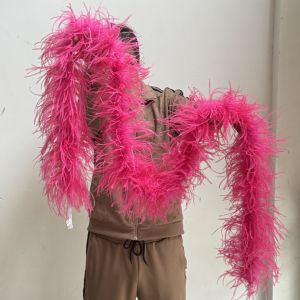 2 4 6 8 10 Ply Ostrich Feather Boa 2Meter Rose Red Fluffy Feather Shawl Scarf Costume Wedding Party Cosplay Photo Prop DIY Decor